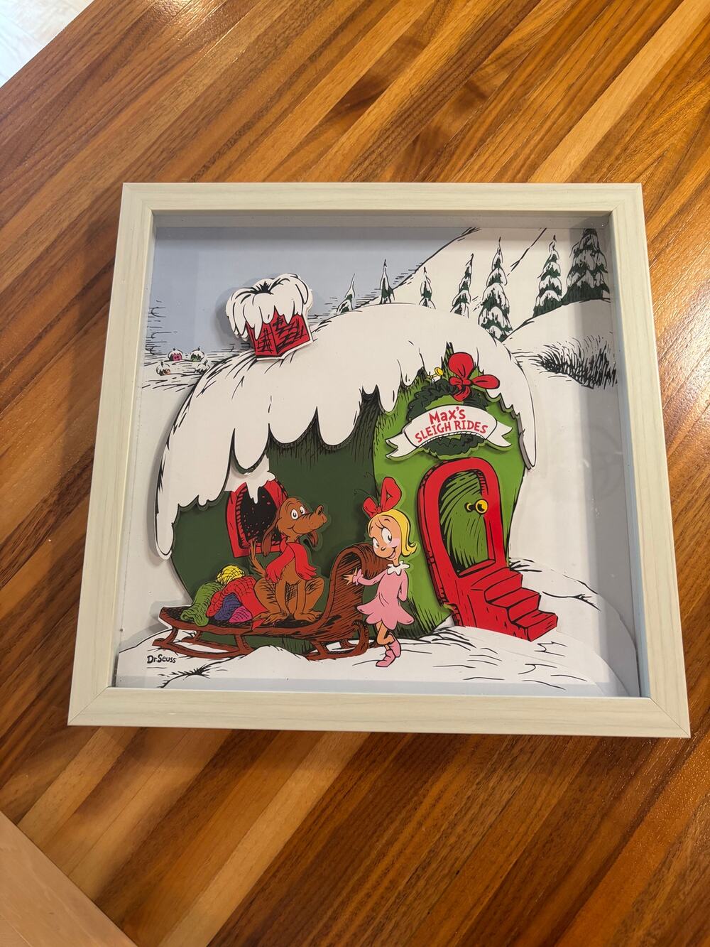 Dr. Seuss “Max’s Sleigh Rides” 3D Shadow Box Wall Art – 13" x 13"